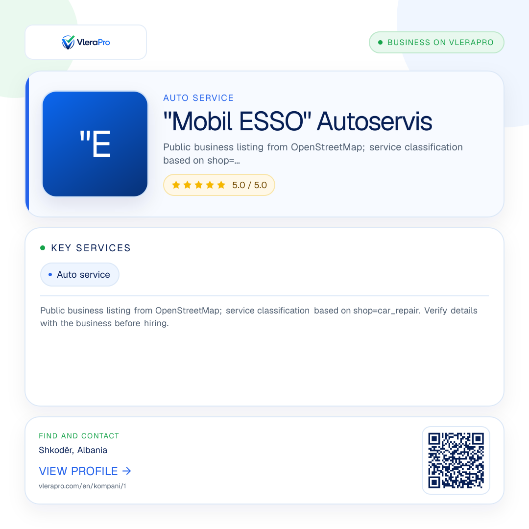 Promotional profile graphic: "Mobil ESSO" Autoservis