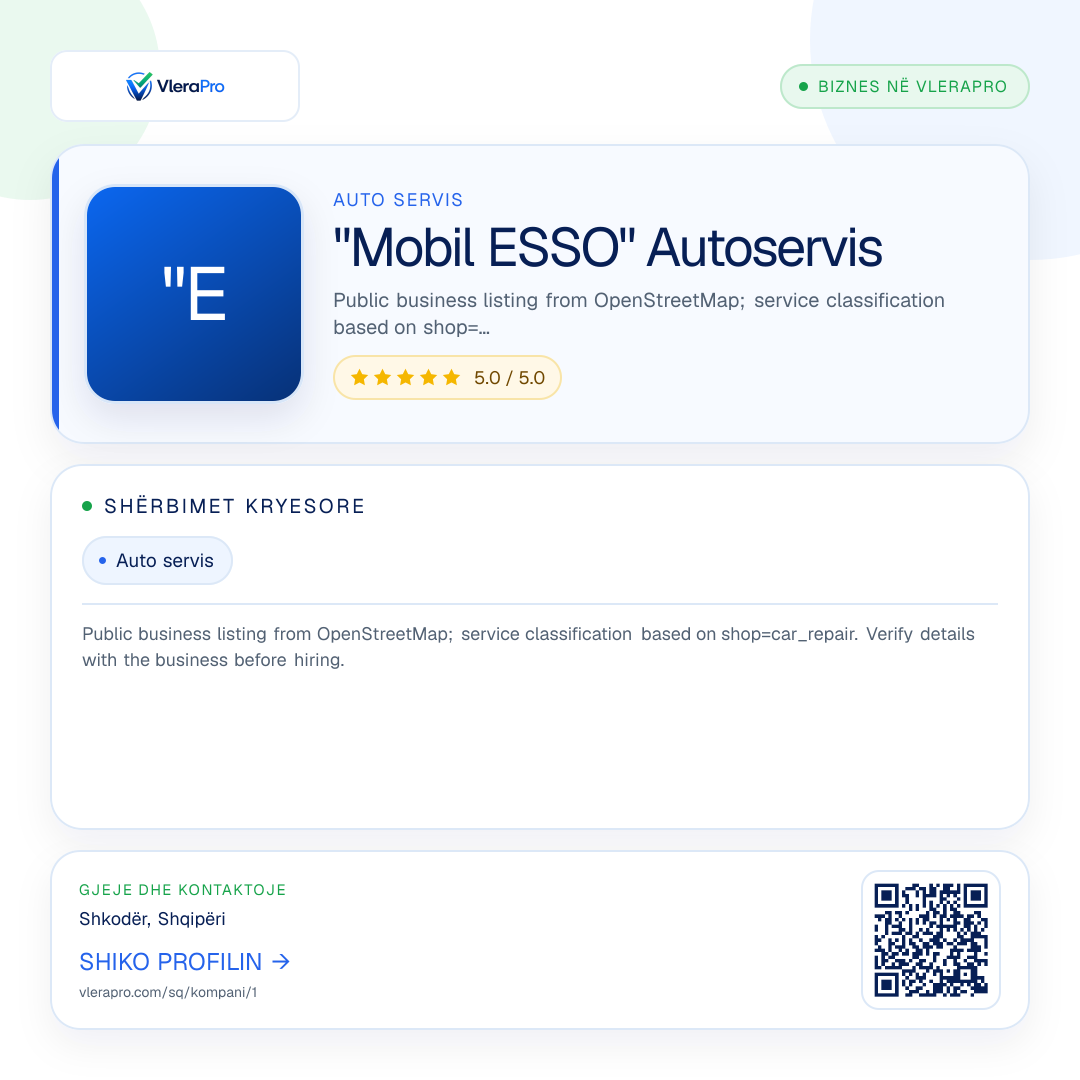 Grafika promocionale e profilit: "Mobil ESSO" Autoservis