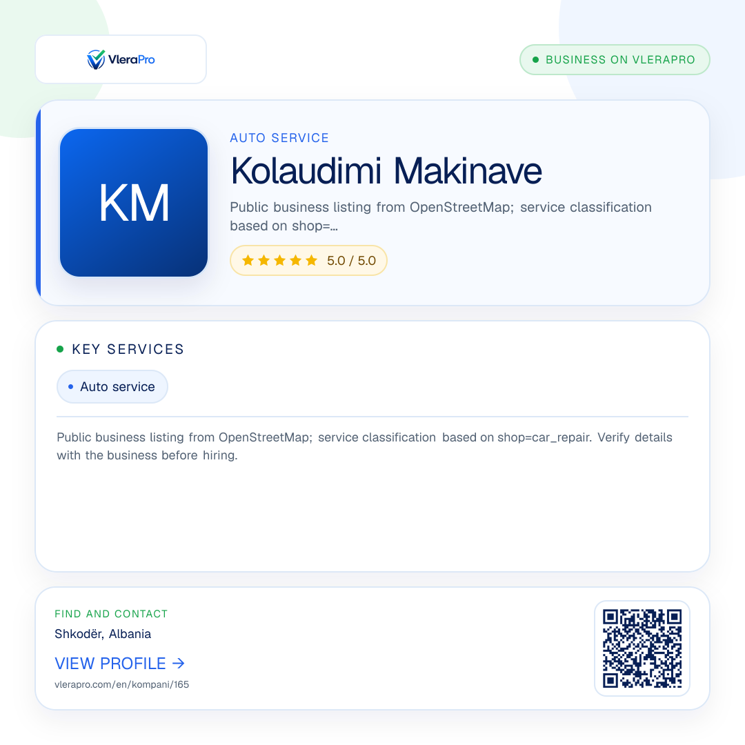 Promotional profile graphic: Kolaudimi Makinave