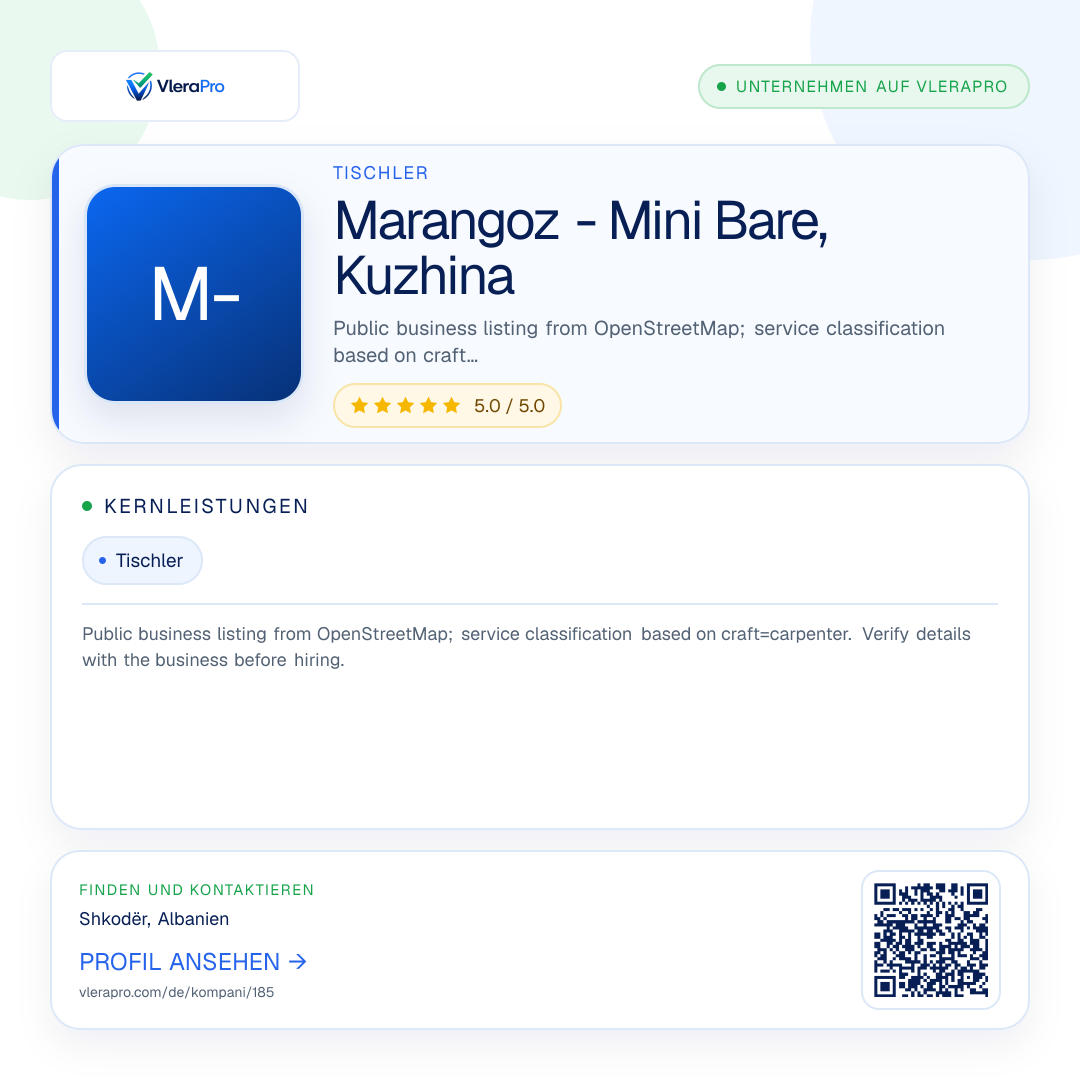 Werbegrafik des Unternehmensprofils: Marangoz - Mini Bare, Kuzhina