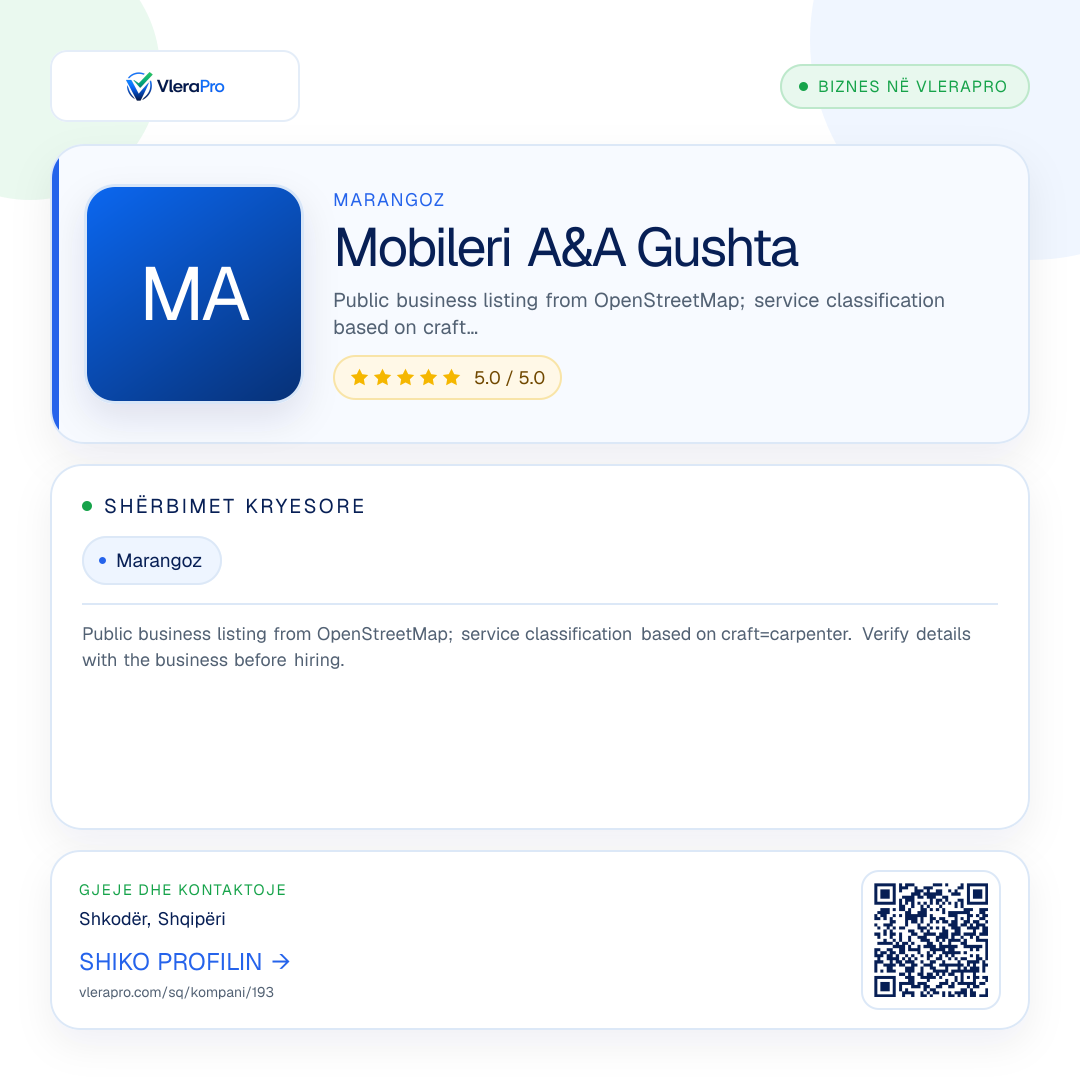 Grafika promocionale e profilit: Mobileri A&A Gushta