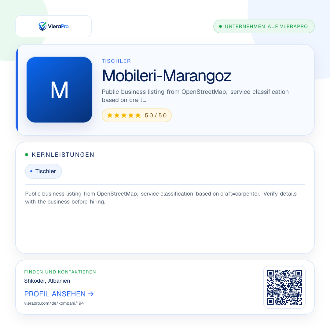 Werbegrafik des Unternehmensprofils: Mobileri-Marangoz