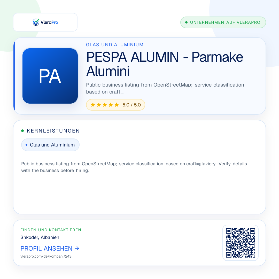 Werbegrafik des Unternehmensprofils: PESPA ALUMIN - Parmake Alumini