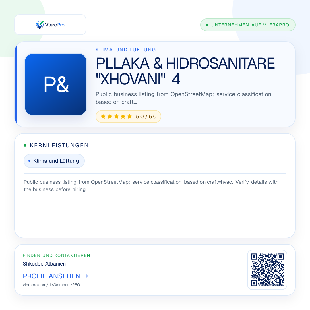 Werbegrafik des Unternehmensprofils: PLLAKA & HIDROSANITARE "XHOVANI" 4