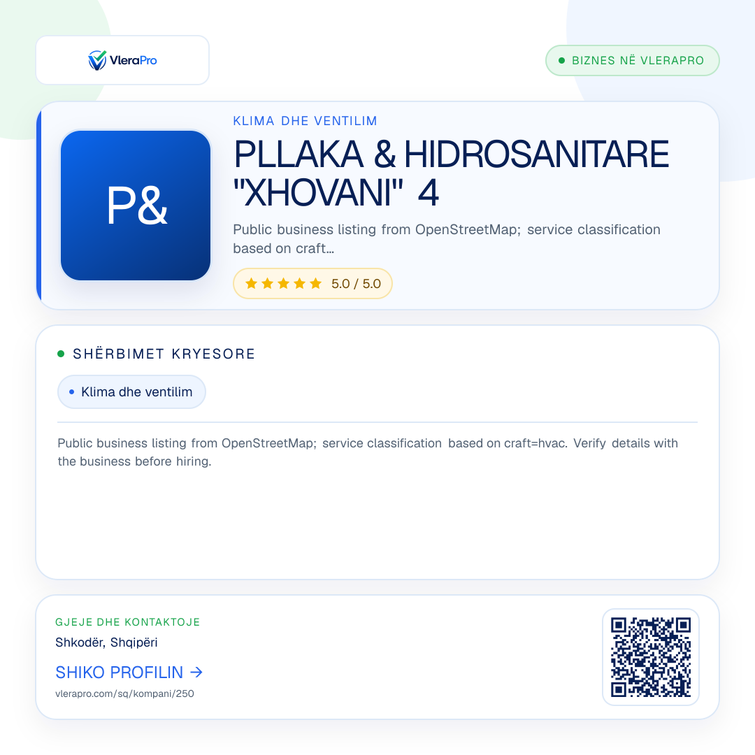 Grafika promocionale e profilit: PLLAKA & HIDROSANITARE "XHOVANI" 4
