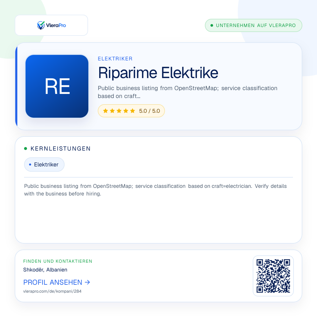 Werbegrafik des Unternehmensprofils: Riparime Elektrike
