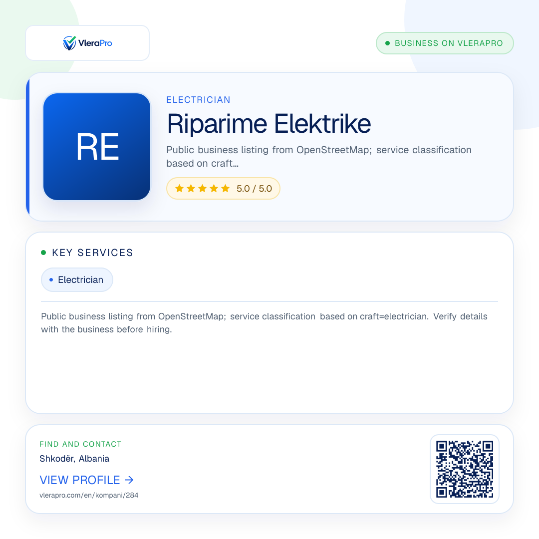 Promotional profile graphic: Riparime Elektrike