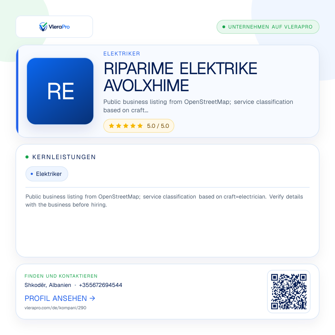 Werbegrafik des Unternehmensprofils: RIPARIME ELEKTRIKE AVOLXHIME