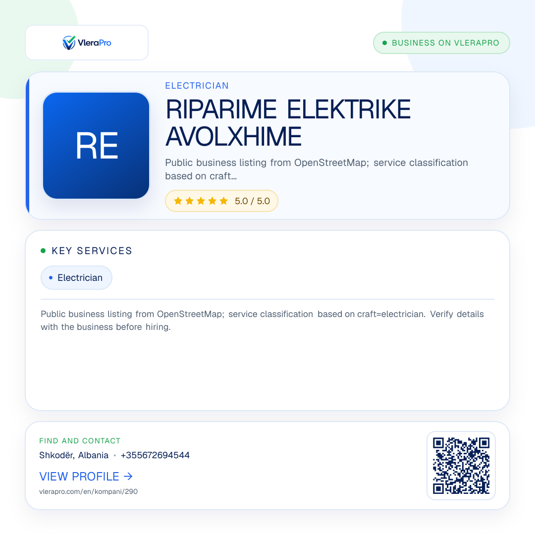 Promotional profile graphic: RIPARIME ELEKTRIKE AVOLXHIME