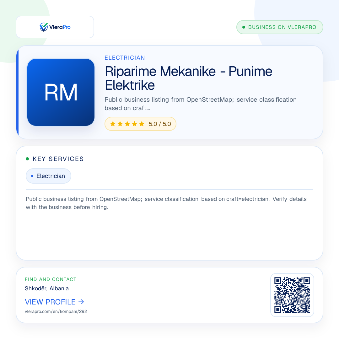 Promotional profile graphic: Riparime Mekanike - Punime Elektrike