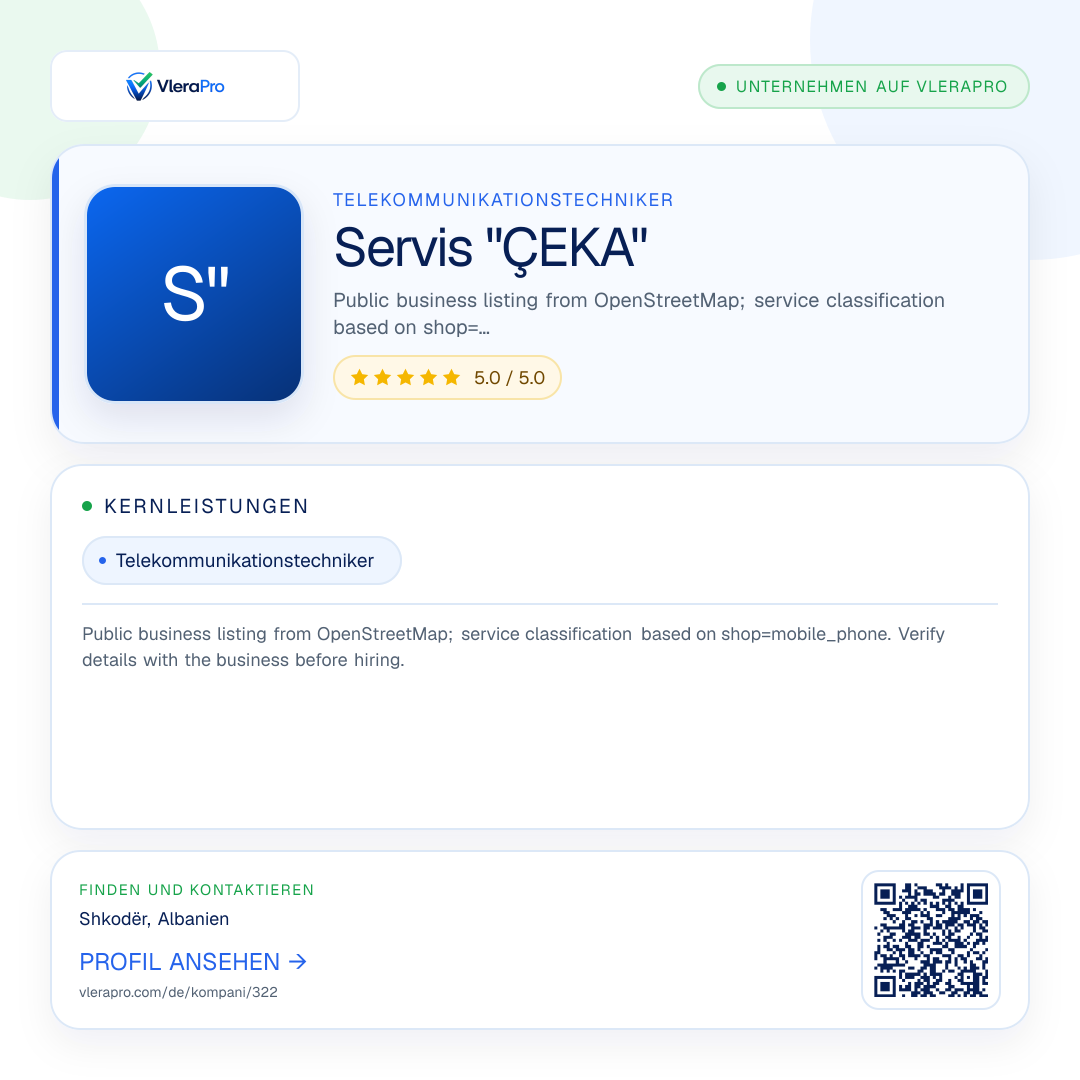 Werbegrafik des Unternehmensprofils: Servis "ÇEKA"