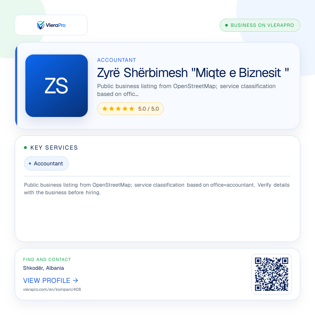 Promotional profile graphic: Zyrë Shërbimesh "Miqte e Biznesit "