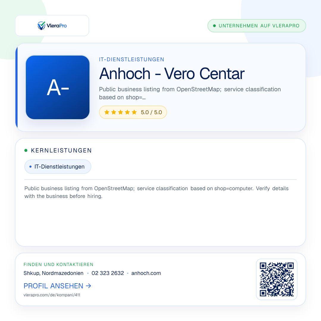Werbegrafik des Unternehmensprofils: Anhoch - Vero Centar