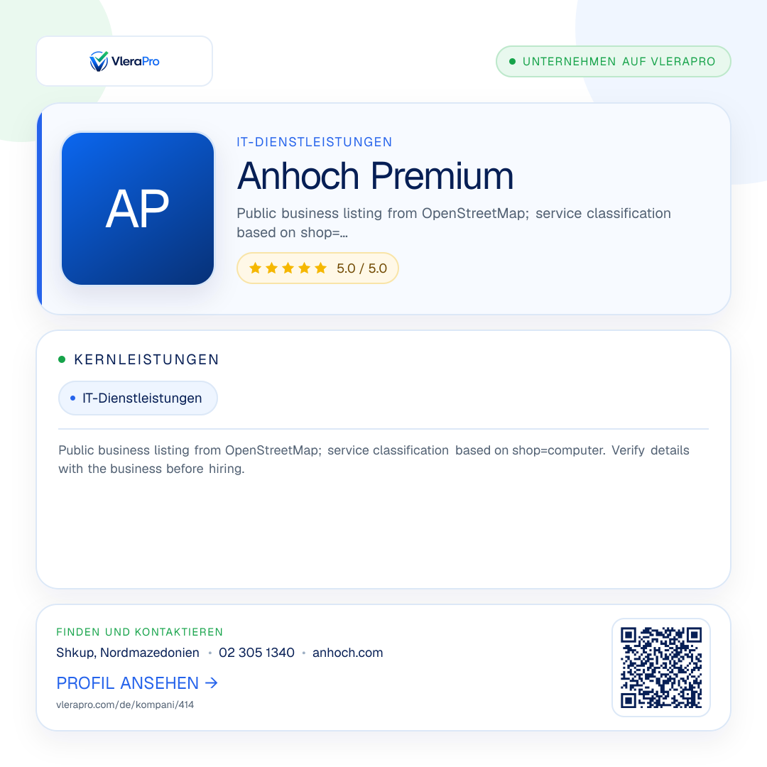 Werbegrafik des Unternehmensprofils: Anhoch Premium