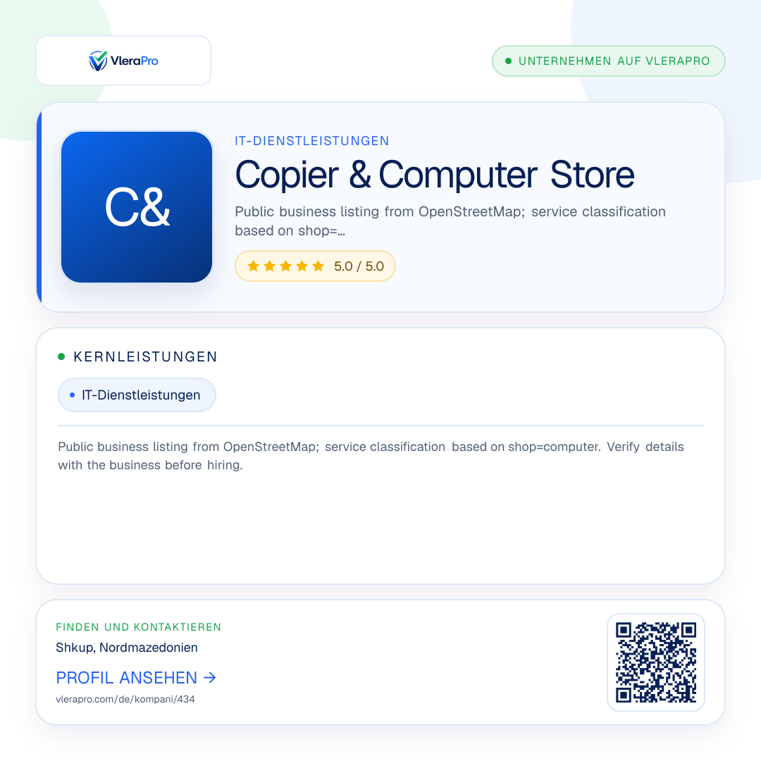 Werbegrafik des Unternehmensprofils: Copier & Computer Store