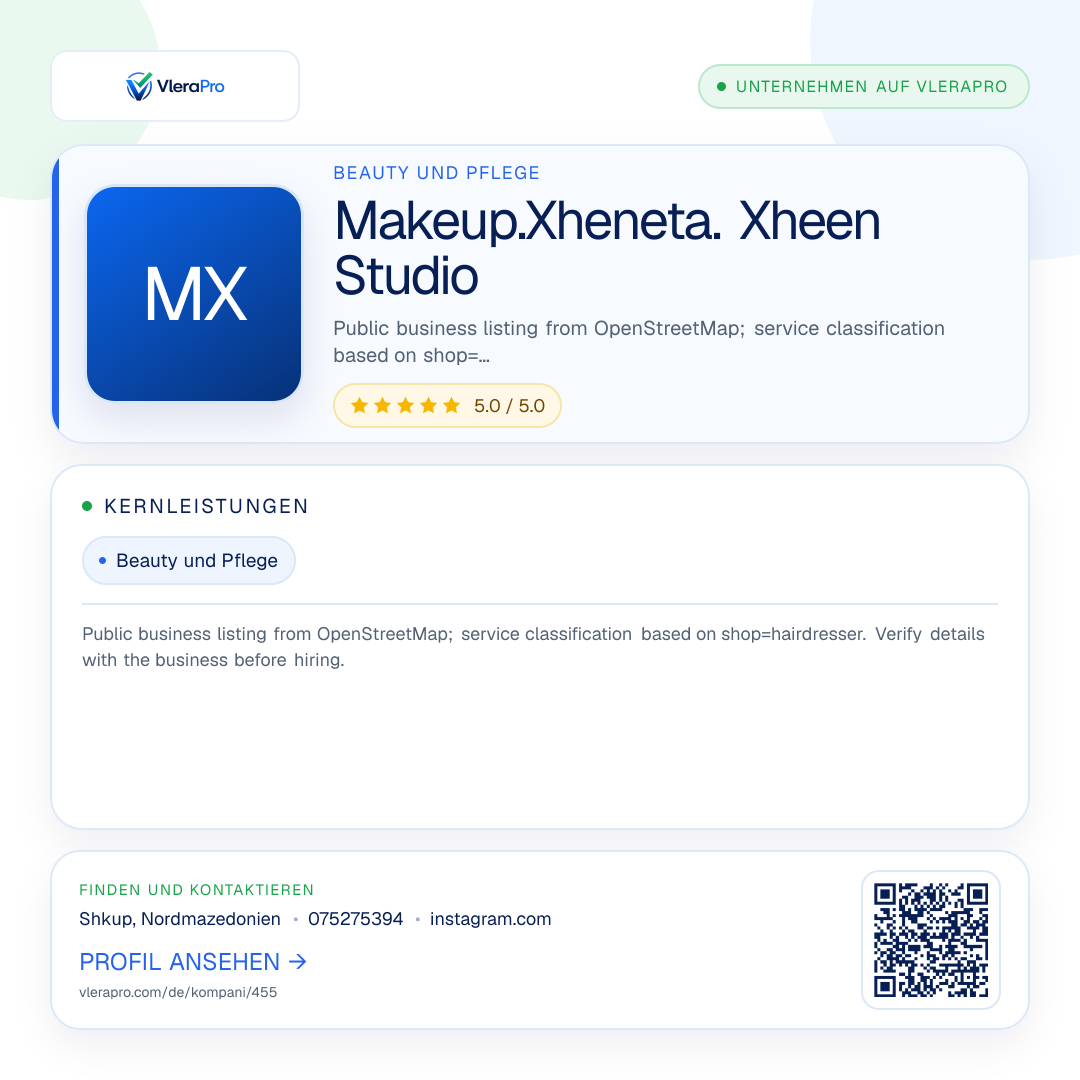 Werbegrafik des Unternehmensprofils: Makeup.Xheneta. Xheen Studio