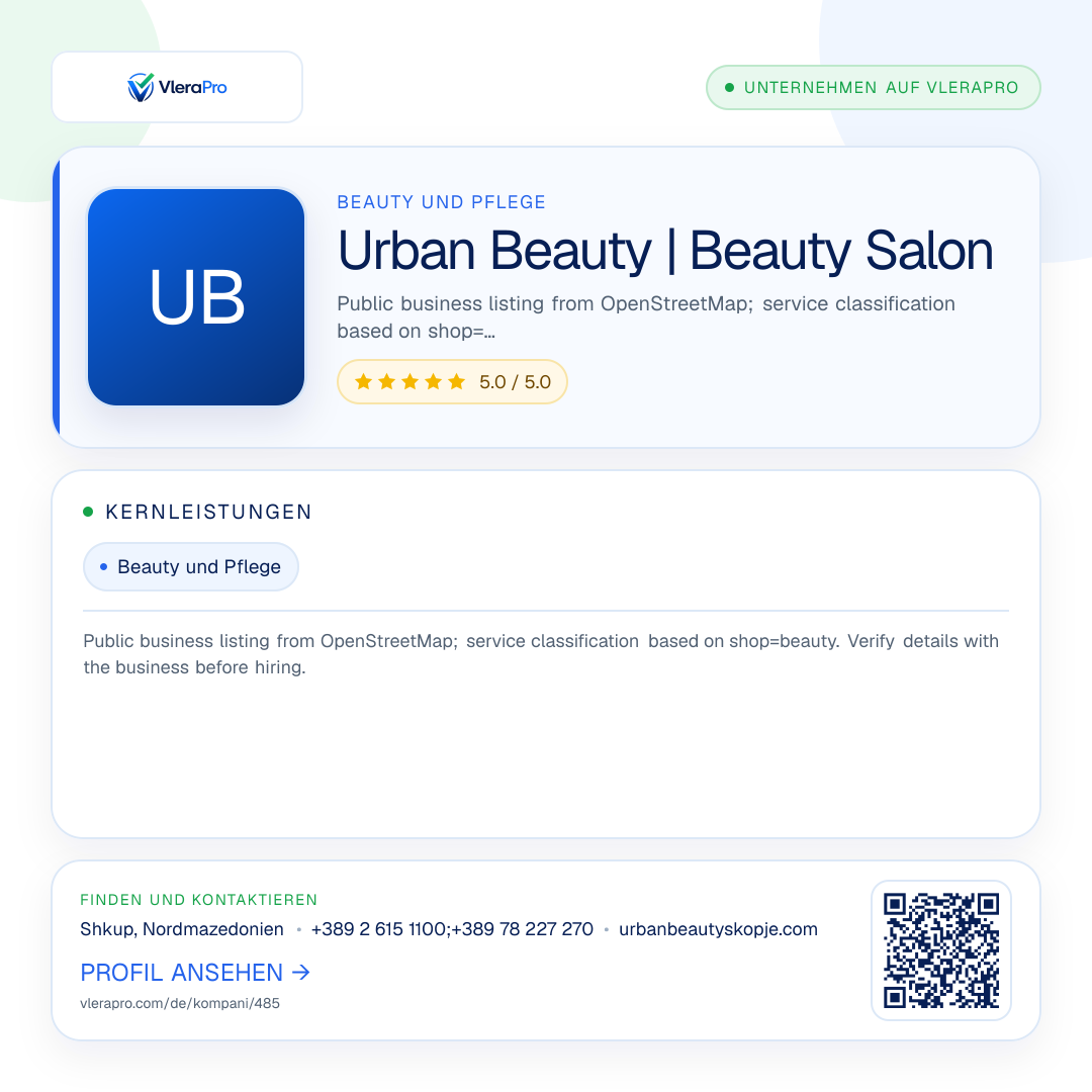 Werbegrafik des Unternehmensprofils: Urban Beauty | Beauty Salon