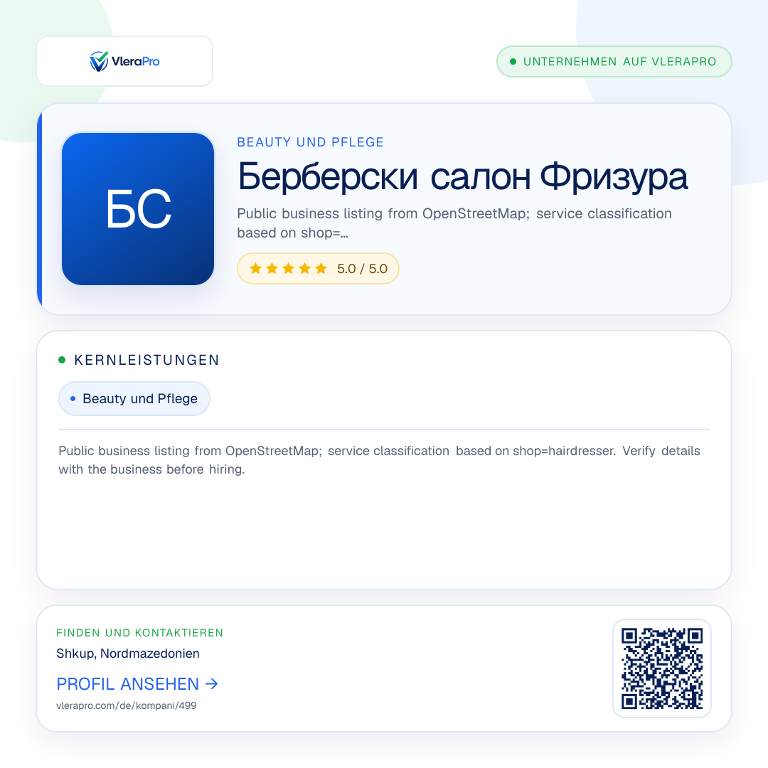 Werbegrafik des Unternehmensprofils: Берберски салон Фризура