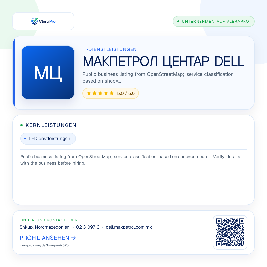 Werbegrafik des Unternehmensprofils: МАКПЕТРОЛ ЦЕНТАР DELL