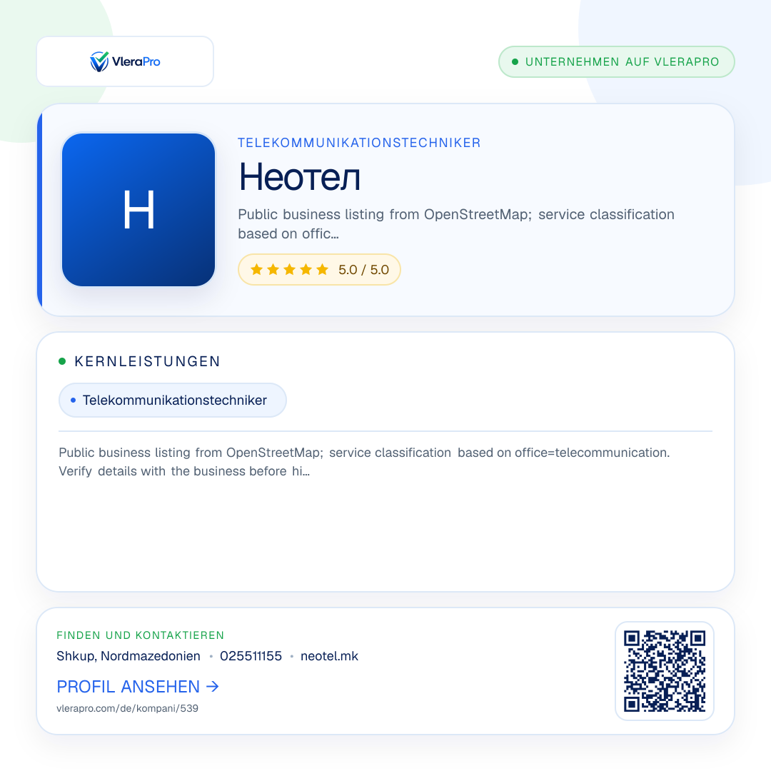 Werbegrafik des Unternehmensprofils: Неотел