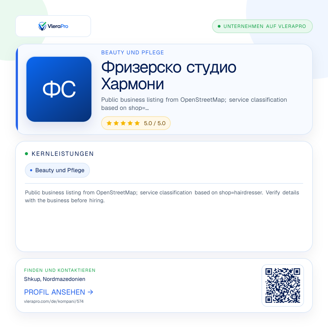 Werbegrafik des Unternehmensprofils: Фризерско студио Хармони