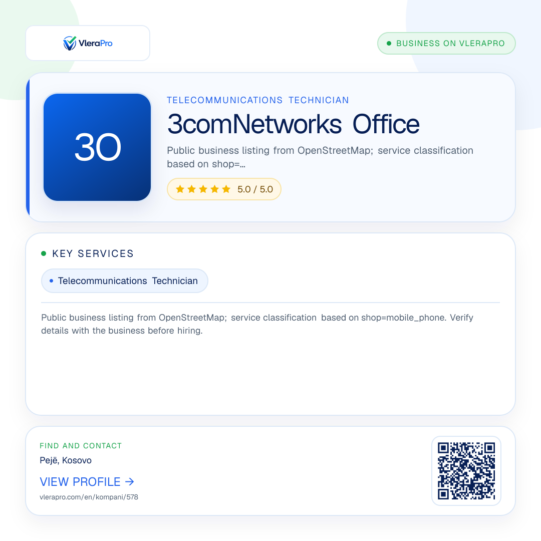 Promotional profile graphic: 3comNetworks Office