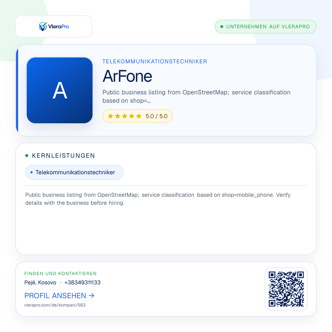 Werbegrafik des Unternehmensprofils: ArFone