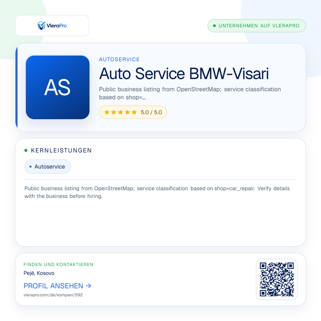 Werbegrafik des Unternehmensprofils: Auto Service BMW-Visari