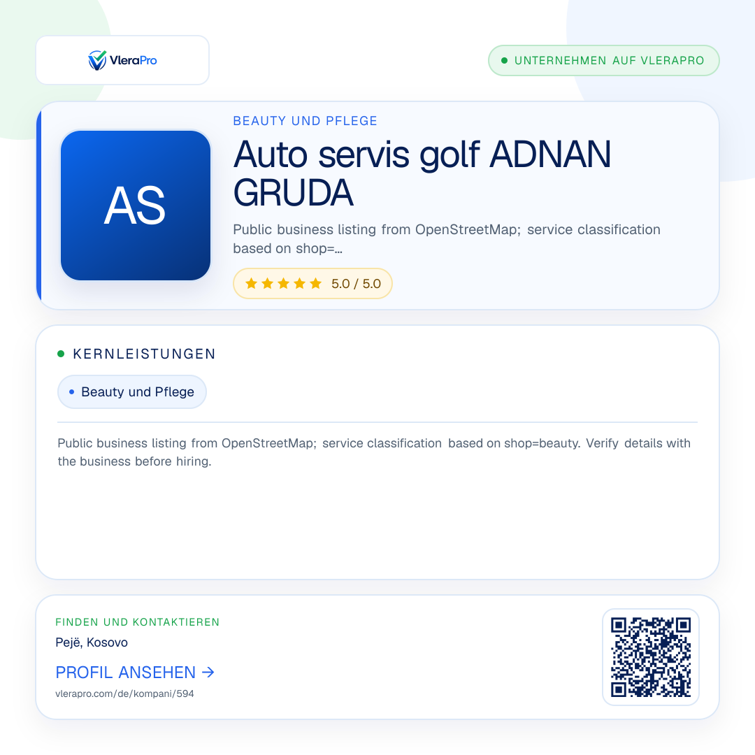 Werbegrafik des Unternehmensprofils: Auto servis golf ADNAN GRUDA