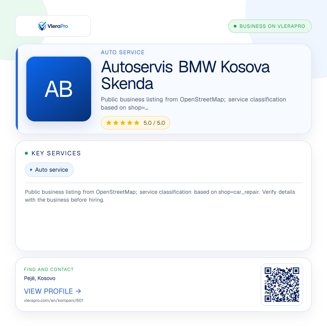 Promotional profile graphic: Autoservis BMW Kosova Skenda