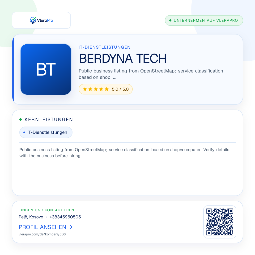 Werbegrafik des Unternehmensprofils: BERDYNA TECH