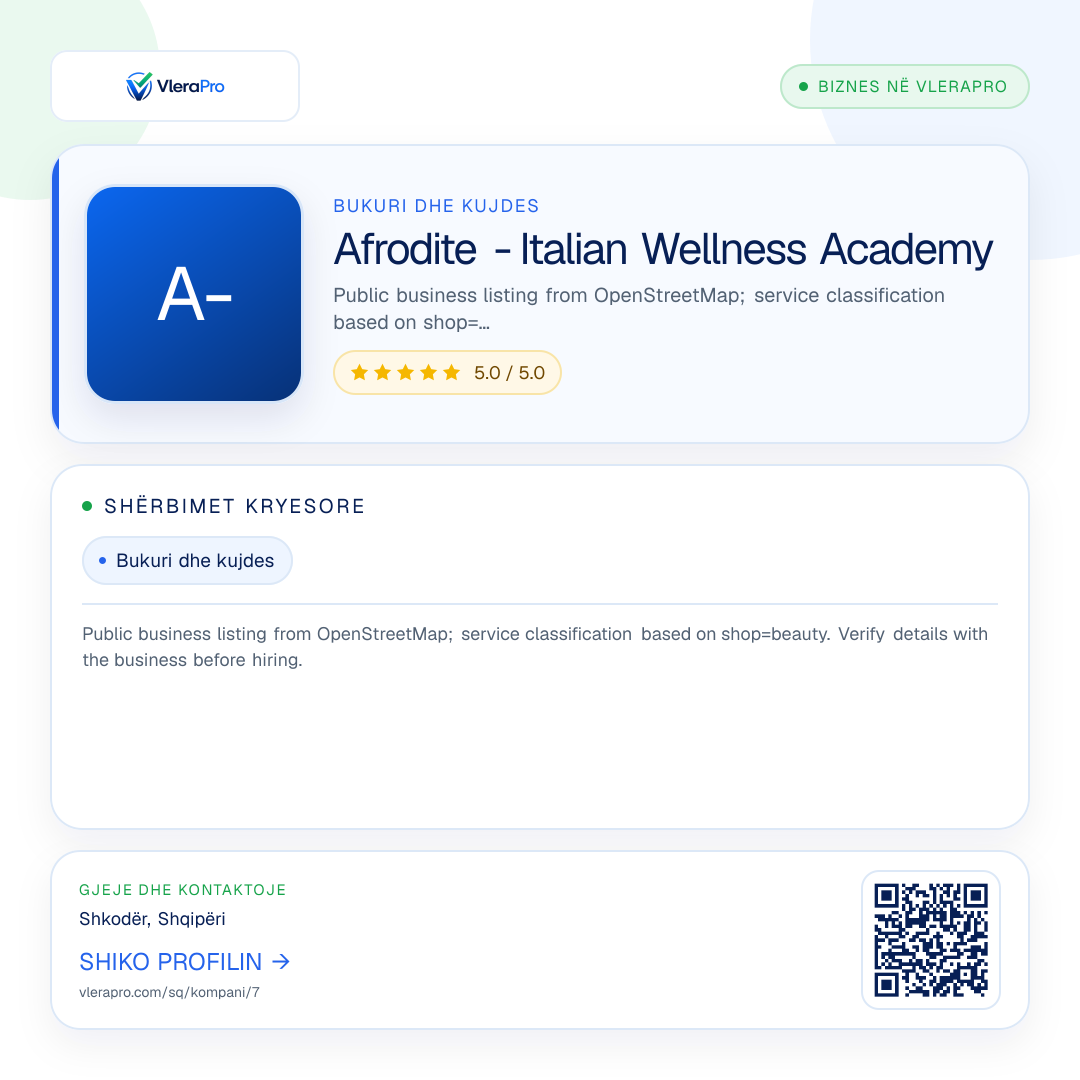 Grafika promocionale e profilit: Afrodite - Italian Wellness Academy