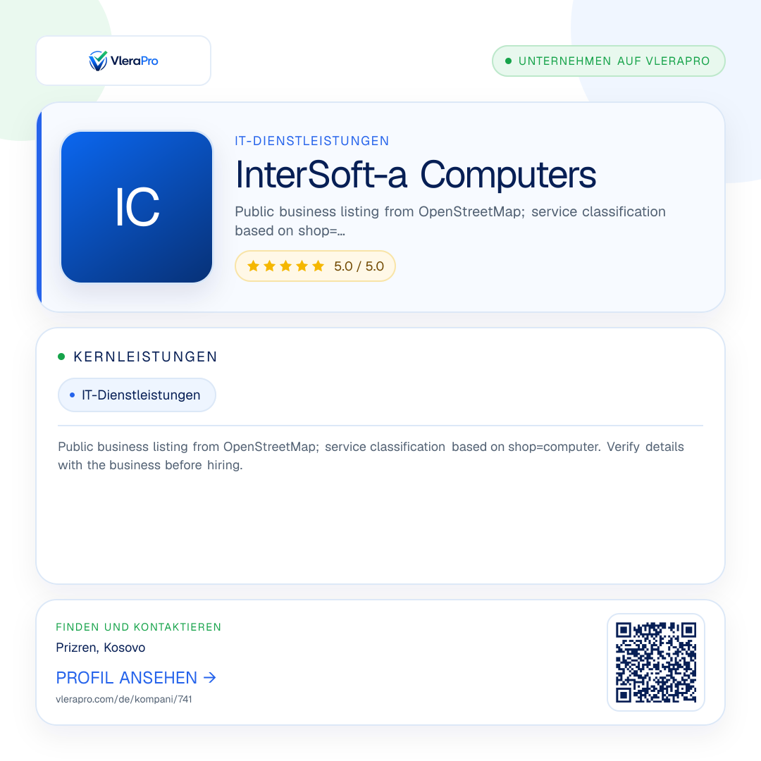 Werbegrafik des Unternehmensprofils: InterSoft-a Computers