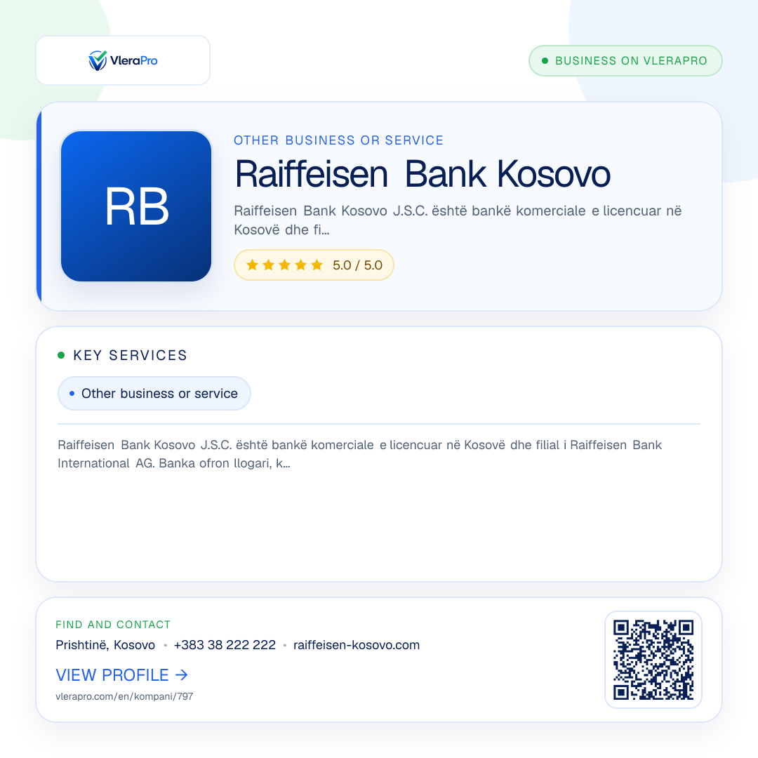 Promotional profile graphic: Raiffeisen Bank Kosovo