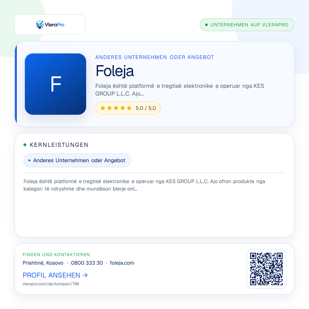 Werbegrafik des Unternehmensprofils: Foleja