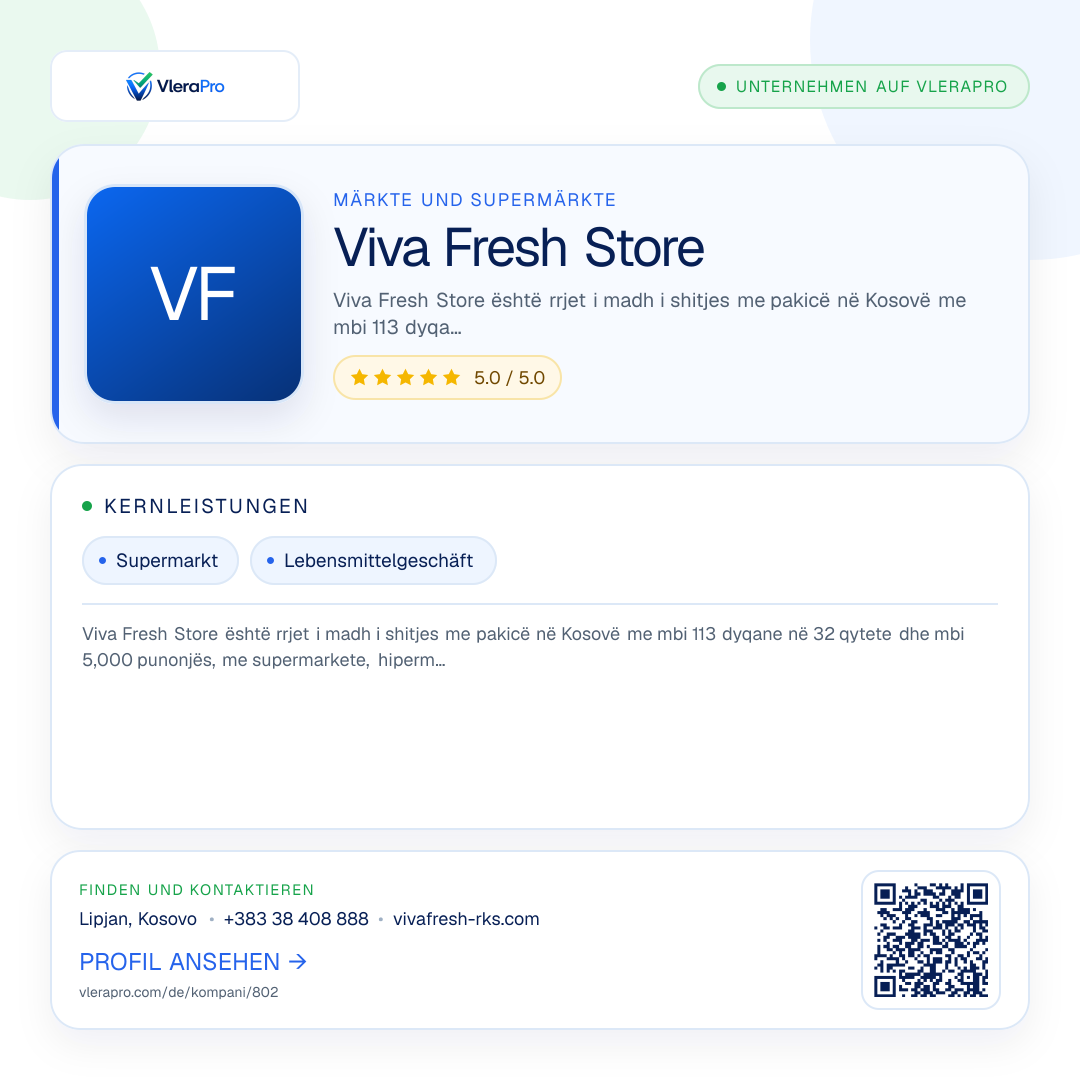 Werbegrafik des Unternehmensprofils: Viva Fresh Store