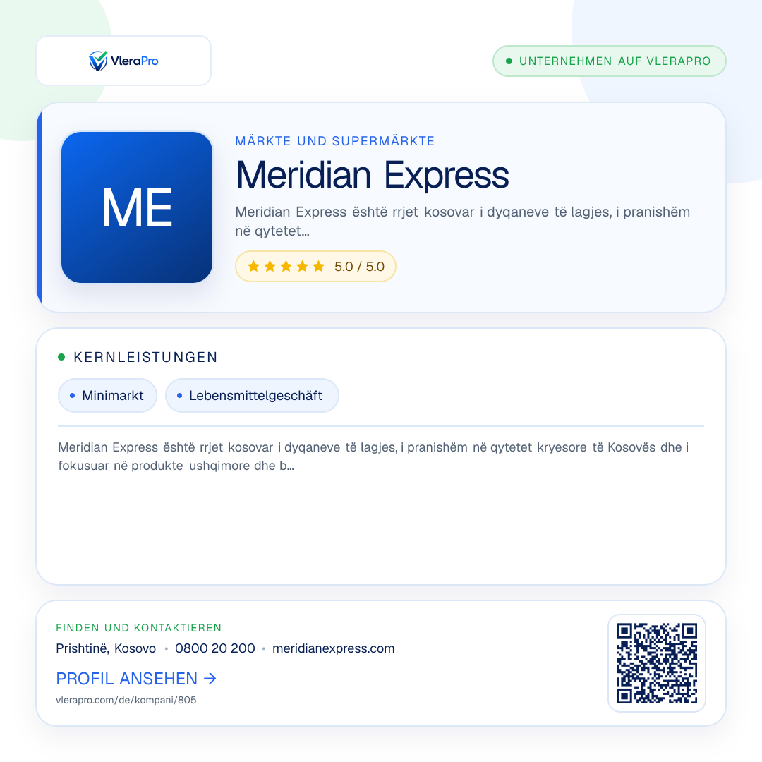 Werbegrafik des Unternehmensprofils: Meridian Express