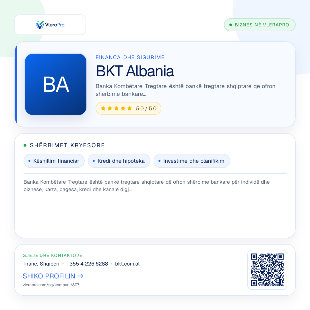 Grafika promocionale e profilit: BKT Albania
