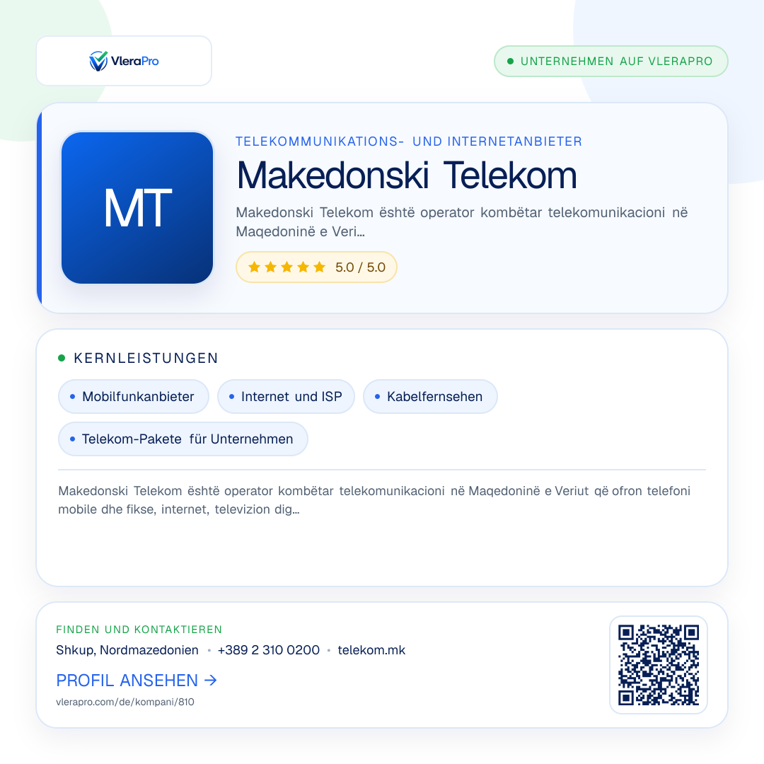 Werbegrafik des Unternehmensprofils: Makedonski Telekom
