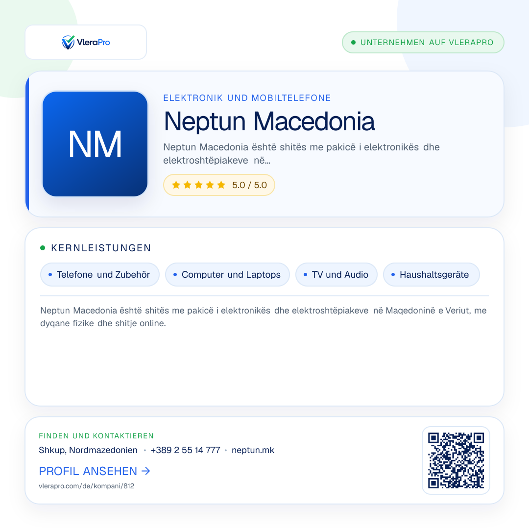 Werbegrafik des Unternehmensprofils: Neptun Macedonia