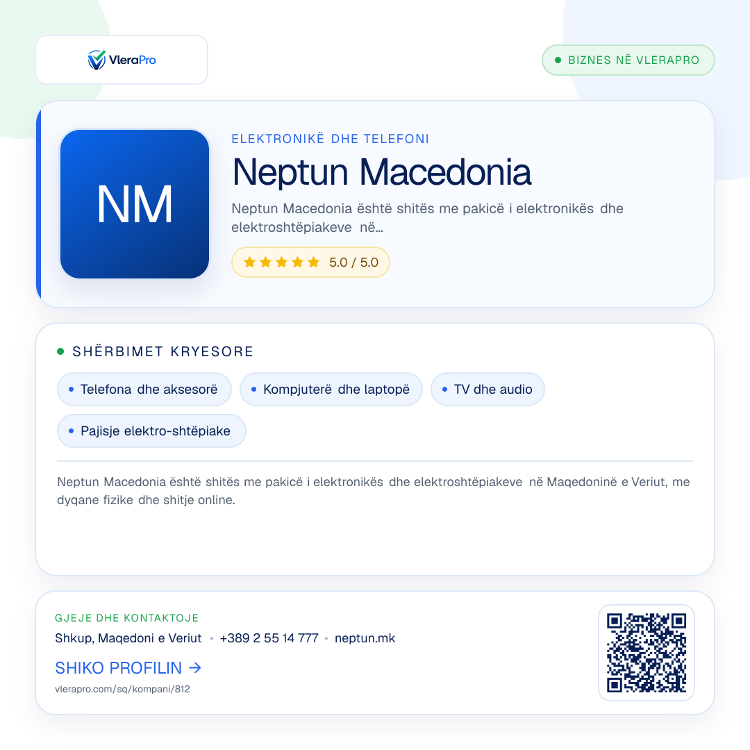 Grafika promocionale e profilit: Neptun Macedonia