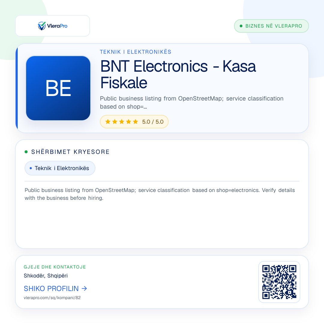 Grafika promocionale e profilit: BNT Electronics - Kasa Fiskale