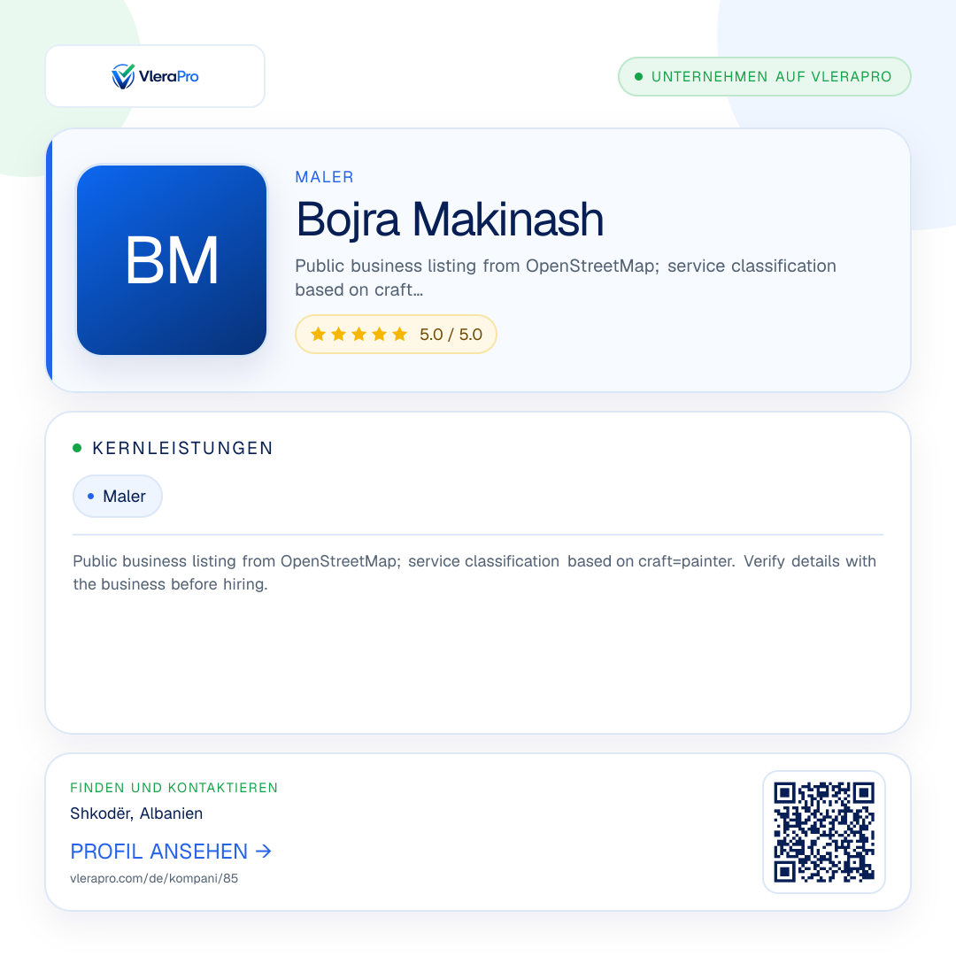 Werbegrafik des Unternehmensprofils: Bojra Makinash