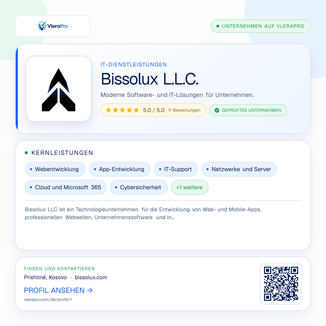 Werbegrafik des Unternehmensprofils: Bissolux L.L.C.